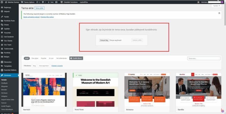 WordPress Zip Tema Yükleme