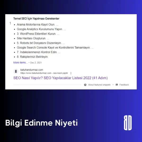 bilgi edinme niyeti